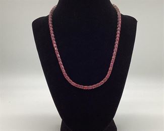 18” Ross-Simons Sterling Silver & Ruby Tennis Necklace