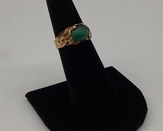 14k Gold & Green Malachite Ring