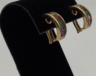 Kabana 14k Gold Multi-Stone Clip-On Earrings