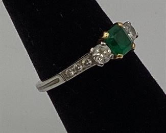 Tiffany & Co. Platinum, Emerald, & Diamond Ring