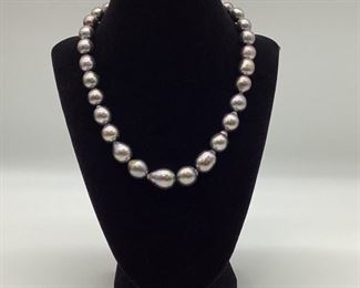 Mikimoto Gray Pearl Necklace w/14k Clasp