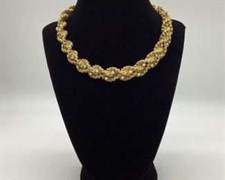 Chanticleer Capri 18k Gold Braided Weave Diamond Choker