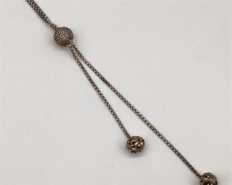 Charles Krypell Sterling Silver & Diamonds Lariat Necklace