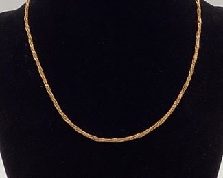 18k Gold & Diamond Cut Wheat Necklace