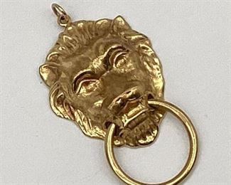 14k Gold Lion Head Pendant