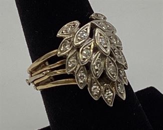 14k Gold & Diamond Hinged Cocktail Ring