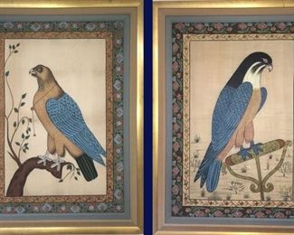 Middle Eastern Hawks Hand-painted on Silk