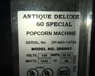 Antique Popcorn Machine Plate