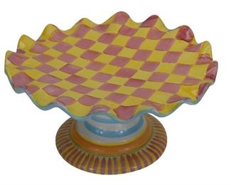 3- MACKENZIE-CHILDS WALLCOURT IMRIE FLUTED CAKE STAND