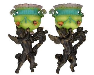 4- MICHAL NEGRIN CHERUB & FLOWER POT WALL HANGINGS