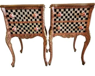 7- 2 MACKENZIE-CHILDS STYLE ANNA DAVIS SIDE TABLES
