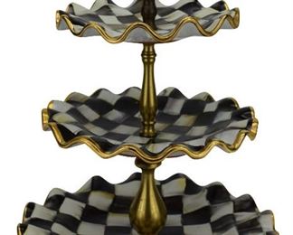 13- MACKENZIE-CHILDS COURTLY CHECK 3-TIER SWEET STAND