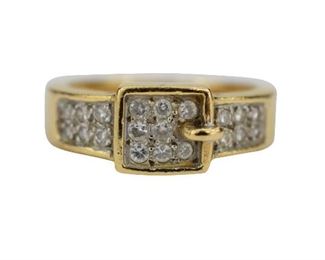 14- VINTAGE 14K 18K GOLD & DIAMONDS BELT BUCKLE RING