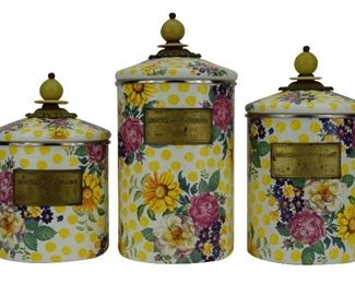 23- MACKENZIE-CHILDS BUTTERCUP FLOWER CANISTERS SET