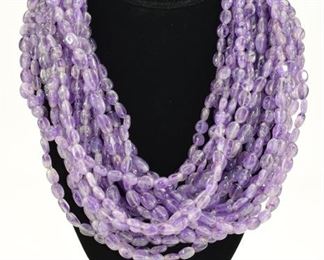 24- 17-STRAND AMETHYST BEADED STATEMENT NECKLACE