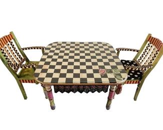 37- MACKENZIE-CHILDS STYLE ANNA DAVIS SQUARE TABLE