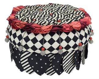 38- MACKENZIE-CHILDS PETITE ROSE FOOT STOOL OTTOMAN