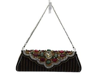 42- VINTAGE SEMI-PRECIOUS STONE EVENING HANDBAG CLUTCH