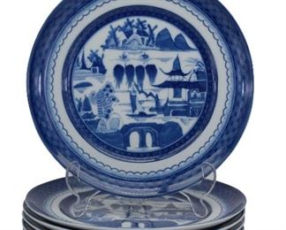 41- 8 MOTTAHEDEH PORCELAIN BLUE CANTON DINNER PLATES