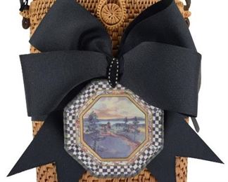 63- MACKENZIE-CHILDS "THE BOW" WICKER RATTAN  HANDBAG