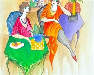 65- ITZCHAK TARKAY ORIGINAL "WATERCOLOR WITH SKETCH"