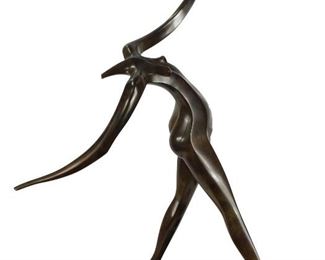 68- ISAAC KAHN "EURYTHMICS" NUDE BRONZE SCULPTURE
