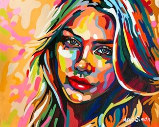 75- ASYA SIMON "COLORFUL LIFE" ACRYLIC ON CANVAS