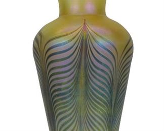 76- IGOR MULLER CZECH FEATHER PULL ART GLASS VASE 6