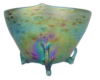 86- IGOR MULLER CZECH BLUE ART GLASS PEDESTAL BOWL