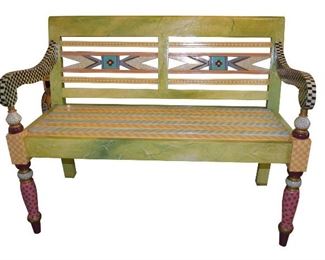 96- MACKENZIE-CHILDS STYLE ANNA DAVIS FLORAL BENCH 1
