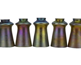 106- SET OF 5 IRIDESCENT ART GLASS LAMP SHADES