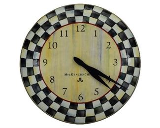 109- MACKENZIE-CHILDS COURTLY CHECK ENAMEL CLOCK