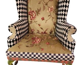 107- LARGE MACKENZIE-CHILDS STYLE SITTING ARM CHAIR