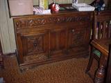 beautiful baroque antique dining set includes table, 6 chairs, cabinet and server