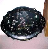 antique papier mache inset mother of pearl 19th century tray