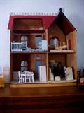 nice vintage doll house with tons of good quality doll furnishing