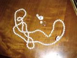 pearl necklace and earrings