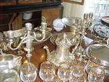 Small amount of sterling large amount of vintage and antique silver plate serving pieces