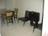 Lovely card table set and pair of Oriental hand painted lacquered side chairs