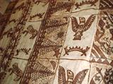 huge hand painted ethongraphic wall hanging "tapestry" Christian religius and native american symbols