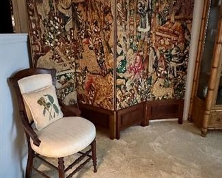 Four panel tapestry screen.