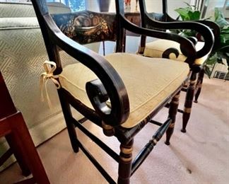 21. Hitchcock Black Arm Chair w/ Gilt Stenciling (21" x 19" x 34")
