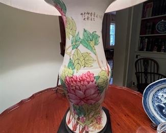 25. Hand Painted Porcelain Lamp (32")