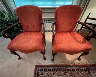 26. Pair of W & J Sloane Arm Chairs w/ Velvet Upholstery (25" x 24" x 34")