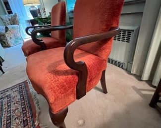 26. Pair of W & J Sloane Arm Chairs w/ Velvet Upholstery (25" x 24" x 34")