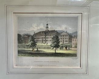62. Antique Engraved Print of Dartmouth College Drawn by H. Brown, Engraved & Printed by Fenner Sears & Co. (6" x 5")