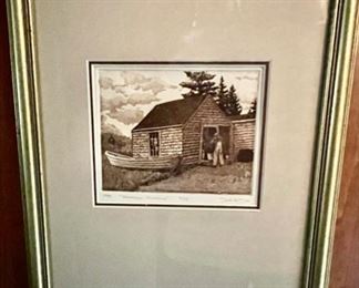 156. Limited Edition Etching by Mark DeMos "Mohegan Memories" 1988 3/25 (art 5" x 4.5")