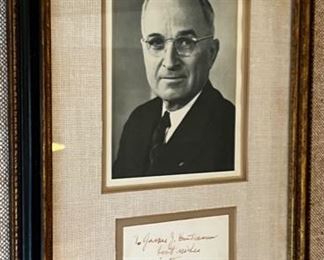 95. Framed Portrait w/ Signature From Harry Truman to James Hartmann 1966 (11" x 17")