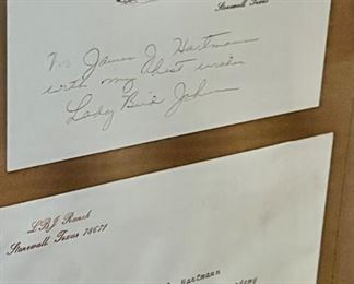 96. Framed Letter from Lady Bird Johnson to James Hartmann (12" x 14")