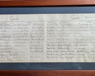 97. Framed Guest List w/ Harry Truman's Signature (25" x 13")